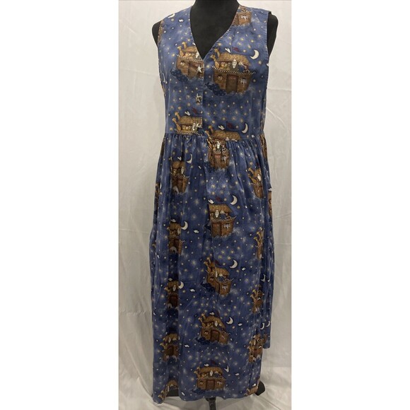 Vintage Conversation Pieces Noah’s Ark Print Dress Sunday School Art to Wear S - Picture 1 of 8